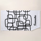 Hedendaagse Abstracte lijnkunst zwart-wit Strandlaken (Voorkant)
