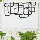 Hedendaagse Abstracte lijnkunst zwart-wit Theedoek (Gevouwen)