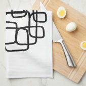 Hedendaagse Abstracte lijnkunst zwart-wit Theedoek (Quarter Fold)