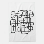 Hedendaagse Abstracte lijnkunst zwart-wit Theedoek (Verticaal)