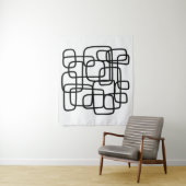 Hedendaagse Abstracte lijnkunst zwart-wit Wandkleed (In situ)