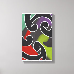 Hedendaagse Abstracte Maori-kunstwerk 5 van RRW Canvas Afdruk