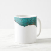 Hedendaagse Abstracte turquoise gouden inkt kunst Koffiemok (Voorkant rechts)