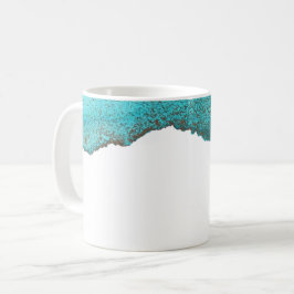 Hedendaagse Abstracte turquoise gouden inkt kunst Koffiemok