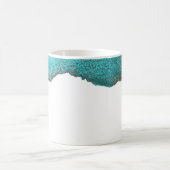 Hedendaagse Abstracte turquoise gouden inkt kunst Koffiemok (Center)