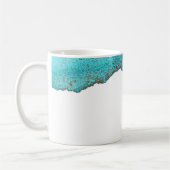 Hedendaagse Abstracte turquoise gouden inkt kunst Koffiemok (Links)