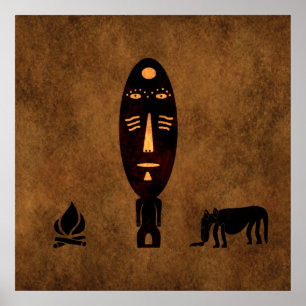 Hedendaagse Abstracte Vintage Afrikaanse stamkunst Poster