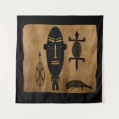 Hedendaagse abstracte vintage Afrikaanse stamkunst Wandkleed (Voorkant (horizontaal))