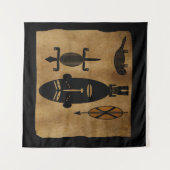 Hedendaagse abstracte vintage Afrikaanse stamkunst Wandkleed (Voorkant)