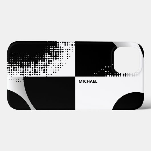 Hedendaagse Abstracte zwart-witte cirkels Case-Mate iPhone Case (Achterkant (horizontaal))