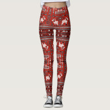 Hedendaagse Afrikaanse Patroon Leggings in Rood