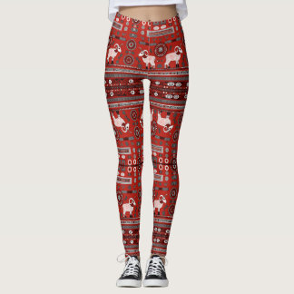 Hedendaagse Afrikaanse Patroon Leggings in Rood