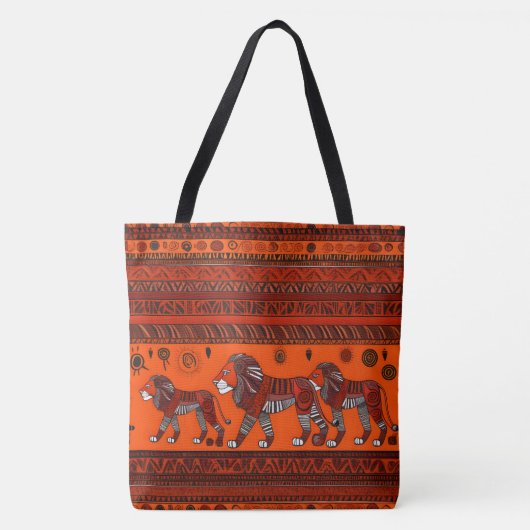 Hedendaagse Afrikaanse stijlvolle leeuwen Tote Bag (Voorkant)