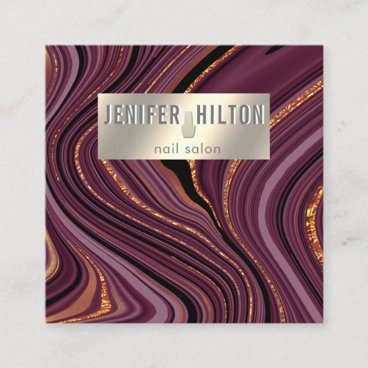 Hedendaagse agaat geode Bourgogne gouden nagelsalo Vierkante Visitekaartje (Voorkant)