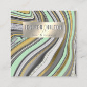 Hedendaagse agaat geode neo mint gold haarstylist vierkante visitekaartje (Voorkant)