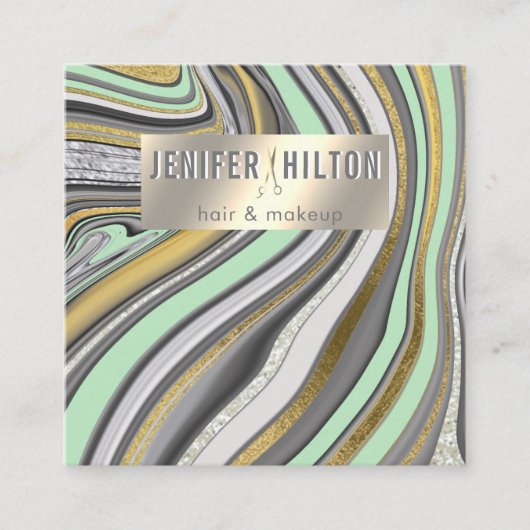 Hedendaagse agaat geode neo mint gold haarstylist vierkante visitekaartje (Voorkant)