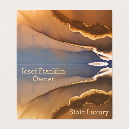 Hedendaagse Alcohol Ink Goud en Blauw Visitekaartje (Buitenkant ongevouwen)