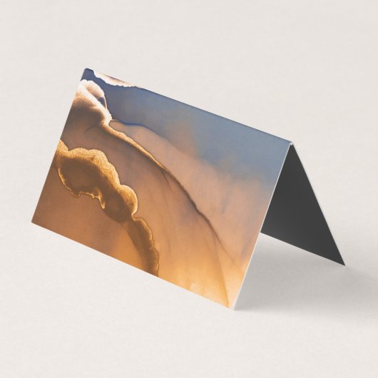 Hedendaagse Alcohol Ink Goud en Blauw Visitekaartje (Achterkant)