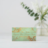 Hedendaagse Aqua Blue en Gold Marble Visitekaartje (Staand voorkant)