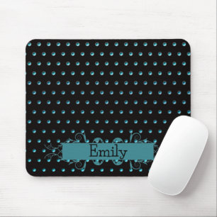 Hedendaagse Aqua Polka Dots met naam Muismat