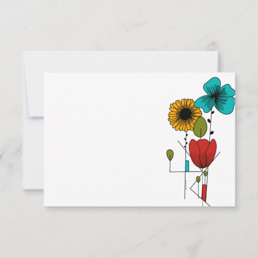 Hedendaagse Art Noveau Bloemen Huwelijk RSVP (Achterkant)