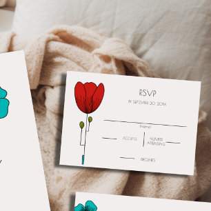 Hedendaagse Art Noveau Bloemen Huwelijk RSVP Kaartje