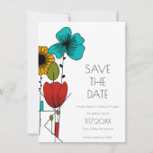 Hedendaagse Art Noveau Bloemen Save the Date Kaart (Voorkant)