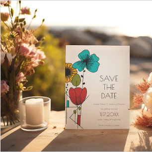 Hedendaagse Art Noveau Bloemen Save the Date Kaart