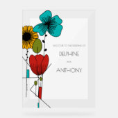 Hedendaagse Art Noveau Bloemenbruiloft Acryl Bord (Voorkant)