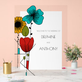 Hedendaagse Art Noveau Bloemenbruiloft Acryl Bord