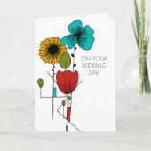 Hedendaagse Art Noveau Bloemenbruiloft Kaart (Voorkant)