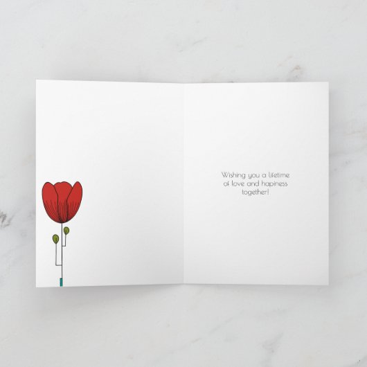 Hedendaagse Art Noveau Bloemenbruiloft Kaart (Binnen)