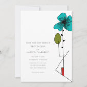 Hedendaagse Art Noveau Bloemenbruiloft Kaart (Voorkant)