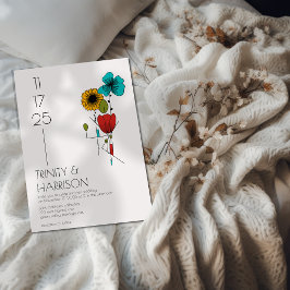 Hedendaagse Art Noveau Bloemenbruiloft Kaart