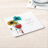 Hedendaagse Art Noveau Bloemenbruiloft Kartonnen Onderzetters (Schuin)