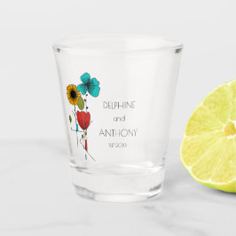 Hedendaagse Art Noveau Bloemenbruiloft Shot Glas