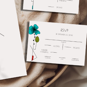 Hedendaagse Art Noveau Floral RSVP met maaltijden Kaartje