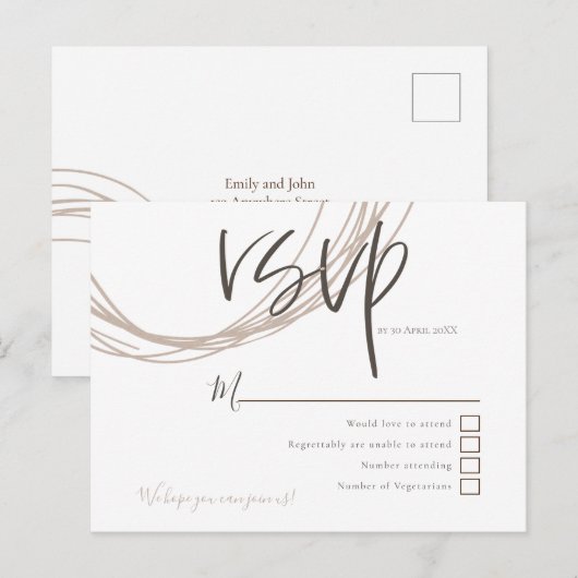 Hedendaagse Arty Circulaire Lijnen Bruiloft RSVP Briefkaart (Voorkant / Achterkant)