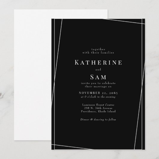 Hedendaagse B/W Geometrische Geen Ouders Bruiloft  Kaart (Voorkant / Achterkant)