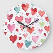 Hedendaagse Baby Girl Nursery Heart Pattern Grote Klok (Voorkant)