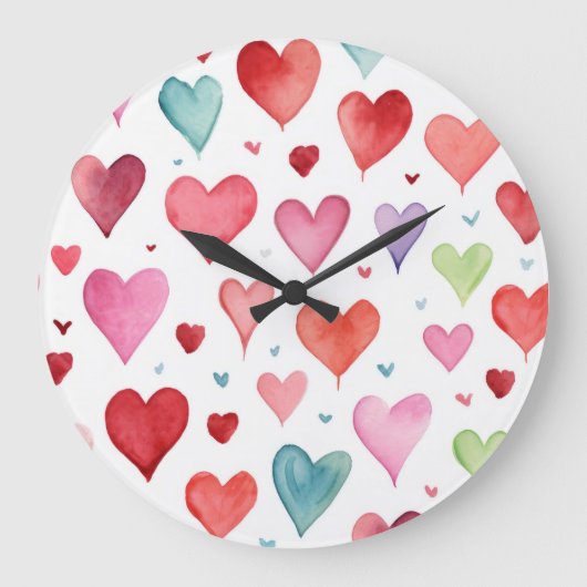 Hedendaagse Baby Girl Nursery Heart Pattern Grote Klok (Voorkant)