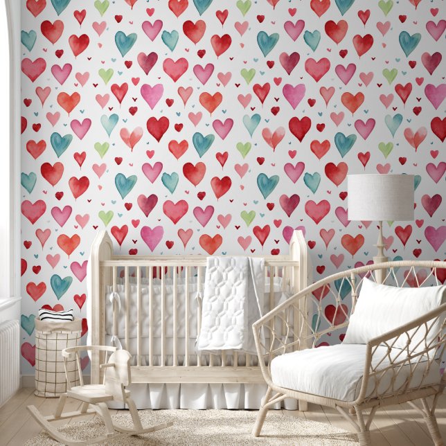 Hedendaagse Baby Nursery Heart Pattern Behang (Kinderen)