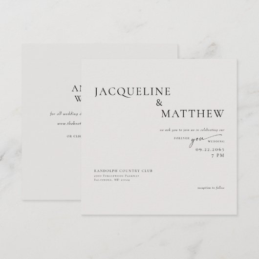 Hedendaagse Beige Voor Jou Vierkante Trouw QR Kaart (Voorkant / Achterkant)