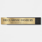 Hedendaagse Black & Faux Gold Custom Name Bord Deurbordje (Voorkant)