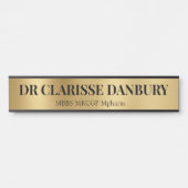 Hedendaagse Black & Faux Gold Custom Name Bord Deurbordje (Voorkant)