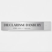Hedendaagse Black & Faux Silver Custom Name Bord Deurbordje (Voorkant)