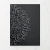 Hedendaagse Black Papercut Mandala bruiloft Drieluik Uitnodiging (Cover)