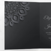 Hedendaagse Black Papercut Mandala bruiloft Drieluik Uitnodiging (Binnenzijde eerst)