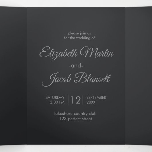 Hedendaagse Black Papercut Mandala bruiloft Drieluik Uitnodiging (Binnenkant midden)