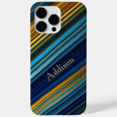 Hedendaagse Blauw/Goud Abstracte Strepen Case-Mate iPhone Case (Achterkant)